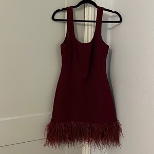 Burgundy Sleeveless Feather Bodycon Mini Dress from Lulus